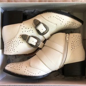 White Studded Western Bootie